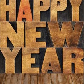 New Year Photography Background Letters Brown Wood Floor Backdrops
