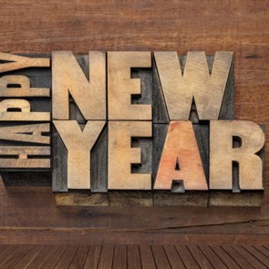 Happy New Year Photography Background Brown Wood Wall Backdrops