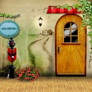 Door Window Photography Backdrops Cartoon Brown Door Background For Children