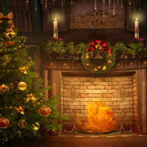 Christmas Photography Backdrops Christmas Tree Fireplace Closet Background