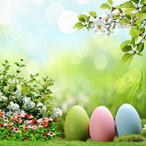 Easter Photography Background Easter Eggs White Flowers Backdrops