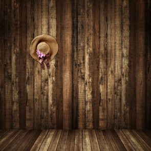 Photography Backdrops Brown Wood Floor Sunshade Hat Background