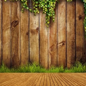 Photography Backdrops Green Leaves Wood Floor Grass Background