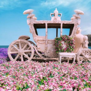 Tourist Photography Background American Begonia Flowers Statue Princess Car Backdrops