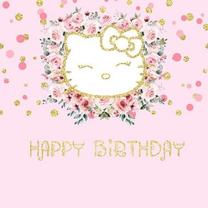 Photography Background Happy Birthday Custom Gold Spots Pink Backdrops