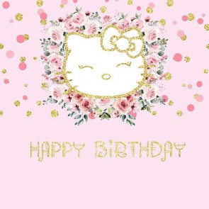 Photography Background Happy Birthday Custom Gold Spots Pink Backdrops
