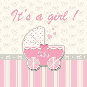 Photography Backdrops Pink Baby Carriage Tie Baby Shower Background