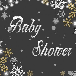 Photography Backdrops Golden White Snowflake Baby Shower Black Background