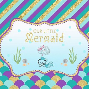 Photography Backdrops Girl Mermaid Baby Shower Cartoon Colored Scales Background