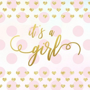 Photography Backdrops Girl Golden Love Baby Shower Pink Spots Background