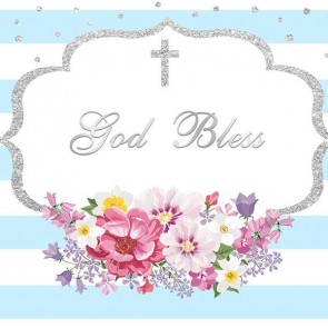 Photography Background Horizontal Blue White Baby Shower Flowers Backdrops