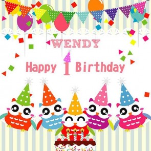 Birthday Photography Backdrops Cartoon Color Balloon Wendy Smash Cake Background