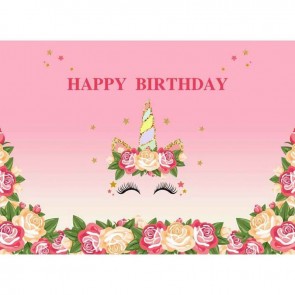 Birthday Photography Backdrops Girl Flowers Smash Cake Pink Background