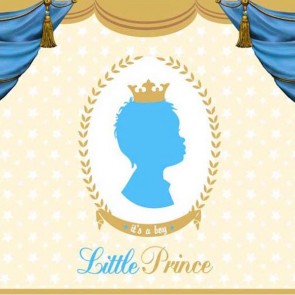 Baby Shower Photography Backdrops Blue Curtain Little Prince Pale Yellow Background