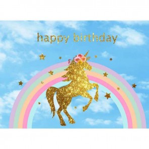 Birthday Photography Backdrops Blue Sky Unicorn Rainbow Background For Party