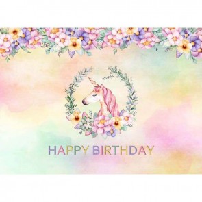 Birthday Photography Backdrops Flowers Unicorn Color Background For Baby