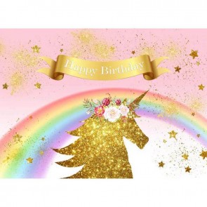 Birthday Photography Backdrops Gold Powder Unicorn Rainbow Background For Baby