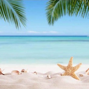 Beach Photography Backdrops Blue Sky White Clouds Shell Starfish Background