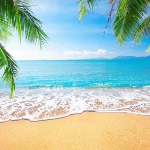 Beach Photography Backdrops Blue Sky White Clouds Waves Background