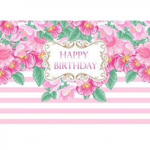 Birthday Photography Backdrops Flowers Girl Pink White Background