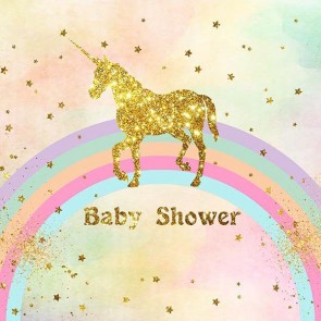 Baby Shower Photography Backdrops Rainbow Unicorn Golden Stars Background