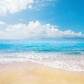 Beach Photography Backdrops Blue Sky Clean Sandy White Clouds Background