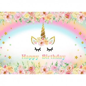 Birthday Photography Backdrops Flowers Rainbow Girl Smash Cake Background