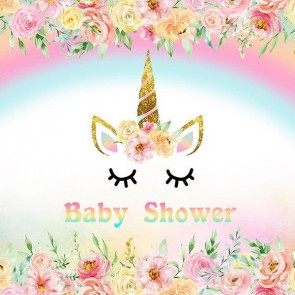 Baby Shower Photography Backdrops Flowers Rainbow Welcome Little Princess Background