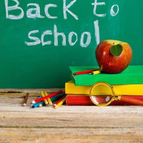 Back To School Photography Backdrops Apple Books Wood Floor Chalkboards Background