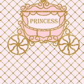 Baby Shower Photography Backdrops Princess Car Princess Gold Lines Background