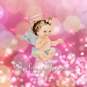 Baby Shower Photography Backdrops Angel Little Princess Pink Sequin Background