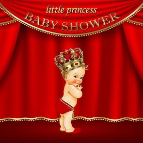 Baby Shower Photography Backdrops Dark Red Crown Little Princess Background