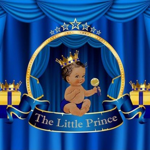 Baby Shower Photography Backdrops Dark Blue Curtain Golden Crown Background