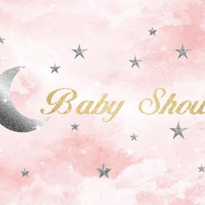 Baby Shower Photography Backdrops Cartoon Star Moon Pink Cloud Background
