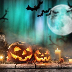 Photography Background Bat Pumpkin Lantern Moon Candle Halloween Backdrops