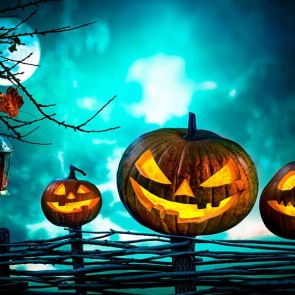 Photography Background Pumpkin Lantern Moon Cloud Halloween Backdrops