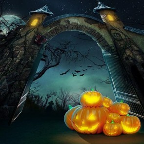 Photography Background Pumpkin Lantern Cemetery Night Halloween Backdrops
