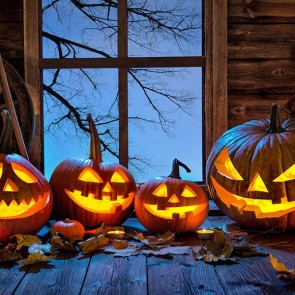 Photography Background Pumpkin Lantern Window Halloween Backdrops