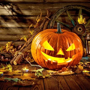 Photography Background Pumpkin Lantern Hand Lamp Halloween Wood Wall Backdrops