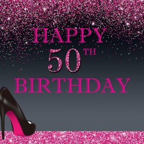 Birthday Photography Backdrops Fifty Years Old Pink Lady Red Heels Background