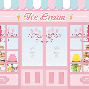 Cartoon Photography Backdrops Ice Cream Shop Background For Children