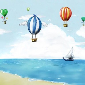 Cartoon Photography Backdrops Balloon Beach Background For Children