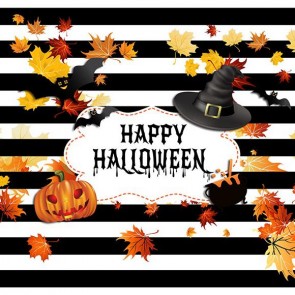 Photography Backdrops Maple Leaf Wizard Hat Bat Halloween Background