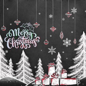 Christmas Photography Backdrops Chalk Painting Christmas Tree Snowflakes Black Background