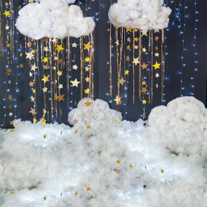 Cartoon Photography Backdrops White Cloud Stars Background For Children