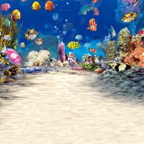 Cartoon Photography Backdrops Tropical Fish Underwater World Background For Children
