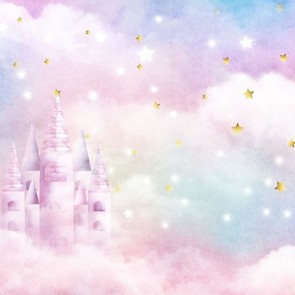 Cartoon Photography Backdrops Castle Purple Cloud Background For Children