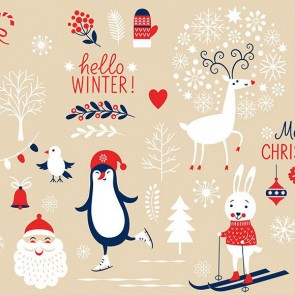 Christmas Photography Backdrops Christmas Penguin Snowflakes Rabbit Cartoon Background