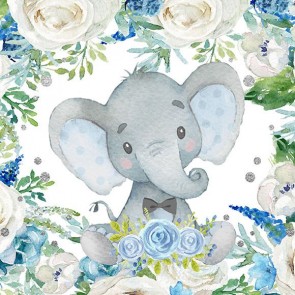 Cartoon Photography Backdrops White Roses Elephant Background For Children