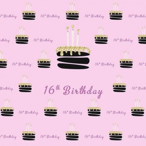 Birthday Photography Backdrops Sixteen Years Old Cake Pink Background